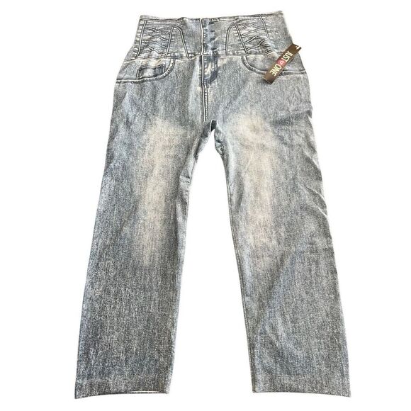 Just One Leggings 2XL/ NWT Jean Print Side Slits - Picture 2 of 6